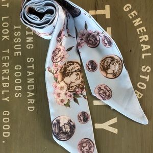 ☀️4/$25 Twilly! Light Blue Floral and Cameos